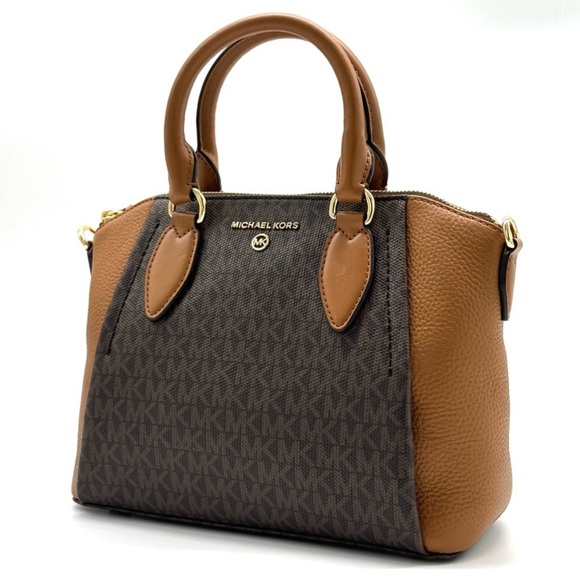 Michael Kors Sienna Medium Logo and Leather Messenger Bag Brown/Acorn - Picture 2 of 11